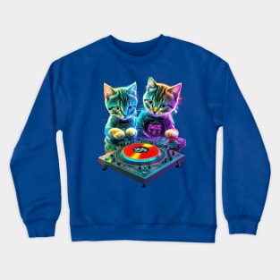 2 Musical Kitten DJs Crewneck Sweatshirt